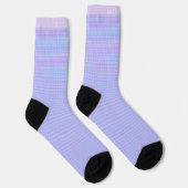 Aangepast Licht Blauw Roze Paars Geruit Patroon Sokken (Rechts)