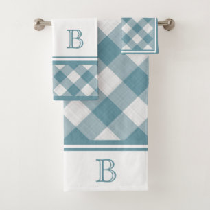 Aangepast Licht Blauwgroen Blauw Wit Shabby Chic G Bad Handdoek