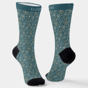 Aangepast Licht Donker Blauwgroen Groen Paisley Pa Sokken