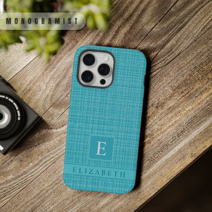 Aangepast Licht Donker Teal Blauw Groen Geruit Pat iPhone 15 Pro Max Hoesje