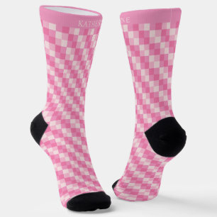 Aangepast Licht Zachte Pastel Roze Witte Geruite Sokken