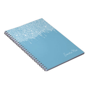 Aangepast licht zomer hemelblauw glitters notitieboek