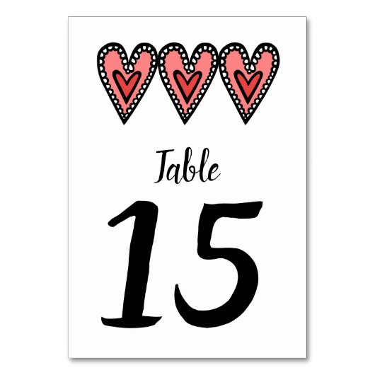 Aangepast liefdeshartsweddenschapsnummer kaart (Voorkant)