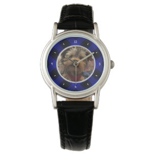 Aangepast Lijst voor foto's blauw en zwart spelpat Horloge