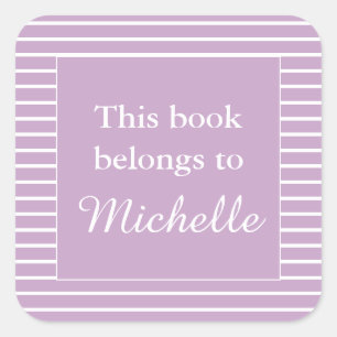Aangepast Lila Dit boek behoort tot Bookplate Labe Vierkante Sticker