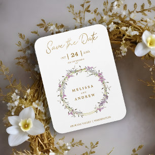Aangepast Lila Elegant Garland Wreath Wedding Magneet
