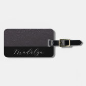 Aangepast lila Paars bladstijlscript voor kunstled Bagagelabel (Voorkant horizontaal)