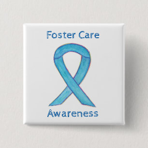 Aangepast lintje voor Foster Care Blue Awareness Vierkante Button 5,1 Cm