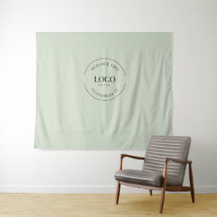 Aangepast logo achtergrond Bedrijfs branding Groen Wandkleed