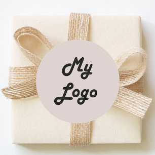 Aangepast logo afbeelding bedrijf taupe ronde sticker