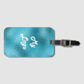 Aangepast logo afbeelding blauw metaal bagagelabel (Voorkant (horizontaal))