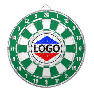 Aangepast logo-afbeelding op groen en wit dartbord