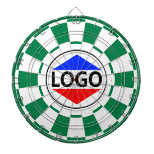 Aangepast logo-afbeelding op groen en wit dartbord