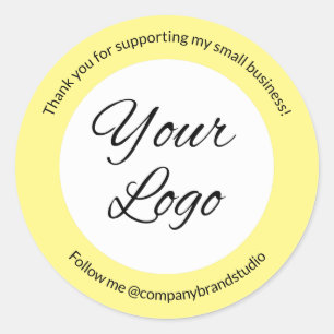 Aangepast logo bedankje Geel Bedrijfsbedrijf Ronde Sticker