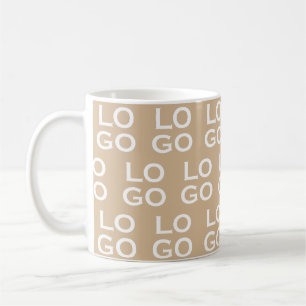 Aangepast logo bedrijf of onderneming op beige koffiemok