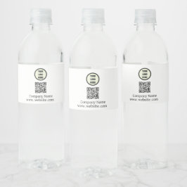 Aangepast Logo Bedrijfs Zwart Wit Zakelijk QR Code Waterfles Etiket
