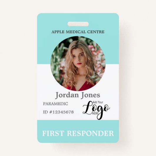 aangepast logo bedrijfspersoneel Foto ID Security Badge (Voorkant)