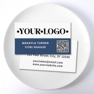 Aangepast Logo Blauwe QR Code Visitekaartje