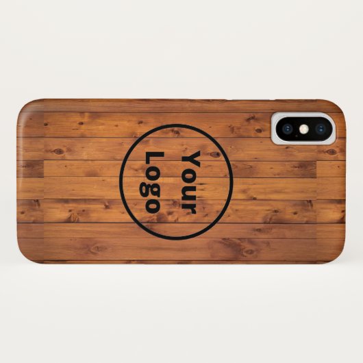 Aangepast logo bruin hout Case-Mate iPhone case (Achterkant (horizontaal))