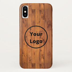 Aangepast logo bruin hout iPhone x hoesje