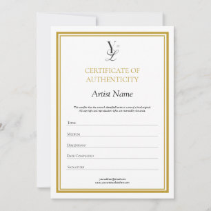Aangepast Logo Certificaat van echtheid Bedankkaart