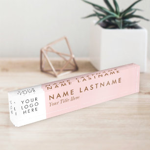 Aangepast Logo Eenvoudig Blush Pink Pastel Licht E Naambordje