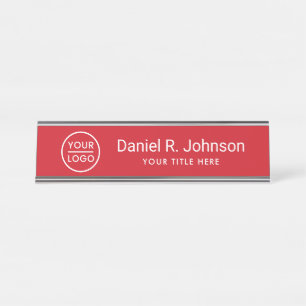 Aangepast logo, eenvoudig rood bureau naambordje