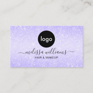 Aangepast Logo Elegant Chic Paars Glitter Visitekaartje