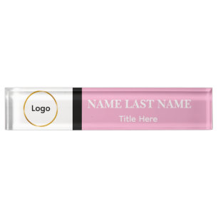Aangepast logo elegant zacht roze, wit, zwart naambordje