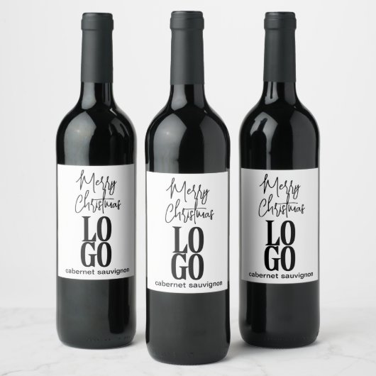 Aangepast logo en kerstgroet wijn etiket (Flessen)