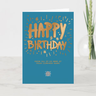 Aangepast Logo Faux Gold 3d Happy Birthday Blauwgr Kaart