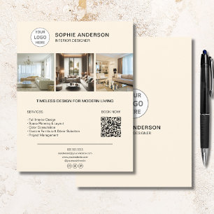 Aangepast logo foto QR Crème Zakelijk Professionee Flyer
