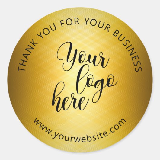 Aangepast Logo Gold-effect Ronde Sticker (Voorkant)
