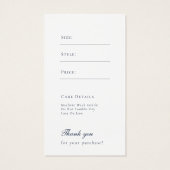 Aangepast Logo Kleding Kleding Prijs Label Zeemach Visitekaartje (Achterkant)