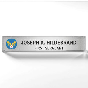 Aangepast logo Metallic Zilver Militair Naambordje