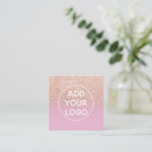 Aangepast logo modern roos glitter lila ombre vierkante visitekaartje (Staand voorkant)