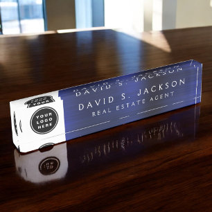 Aangepast Logo moderne, eenvoudige marineblauw-ren Naambordje