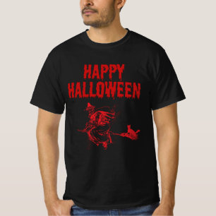 Aangepast Logo Naam, Vliegende Heks en een Zwart T-shirt