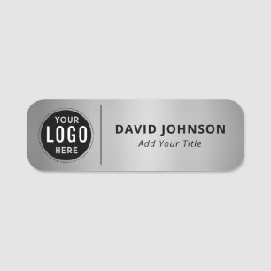 Aangepast logo namaak metaalachtig zilver personee naamplaatje