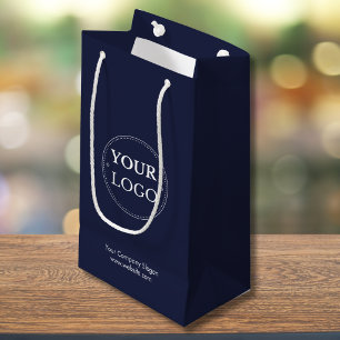 Aangepast logo Navy Blue Zakelijke Merknaam Medium Cadeauzakje