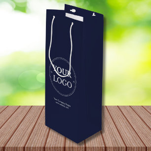 Aangepast logo Navy Blue Zakelijke Merknaam Wijn Cadeautas