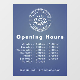 Aangepast logo & openingsuren Bedrijf Raamsticker