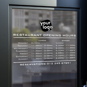 Aangepast logo openingsuren lunch diner restaurant raamsticker