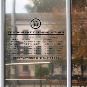 Aangepast logo openingsuren lunch diner restaurant raamsticker