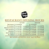 Aangepast logo openingsuren lunch diner restaurant raamsticker (Vel 3)