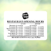 Aangepast logo openingsuren lunch diner uren resta raamsticker (Vel 3)