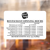 Aangepast logo openingsuren lunch diner uren resta raamsticker (Vel 2)