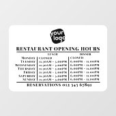 Aangepast logo openingsuren lunch diner uren resta raamsticker (Vel)