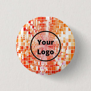 Aangepast logo oranje draadblokken ronde button 3,2 cm