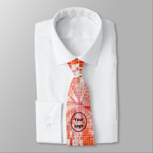 Aangepast logo oranje draadblokken stropdas